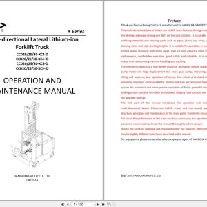 Hangcha X Series 2.0t 3.0t CCD20 XC4 D to CCD30 XC5 ID Operation Maintenance Manual 2024 EN (1)