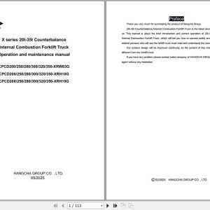 Hangcha X Series 20t 35t CPCD200 XRW83G to CPCD350 XRH19G Operation Maintenance Manual 2025 EN (1)
