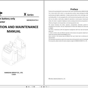 Hangcha X Series 3.0t 5.0t QDD30 XT1S I QDD50 XT1S I Operation Maintenance Manual 2024 EN (1)