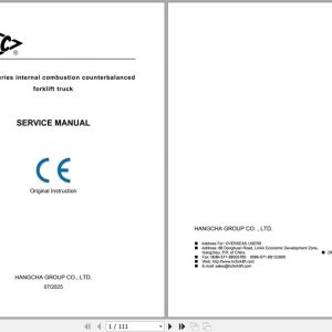 Hangcha X Series 4.0t 5.0t CPCD40 XW35 to CPQYD50 XRXW57 Service Manual 2025 EN (1)