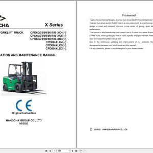Hangcha X Series 6.0t 10t CPD60 XC4 to CPD100 XD3 Operation Maintenance Manual 2023 EN (1)
