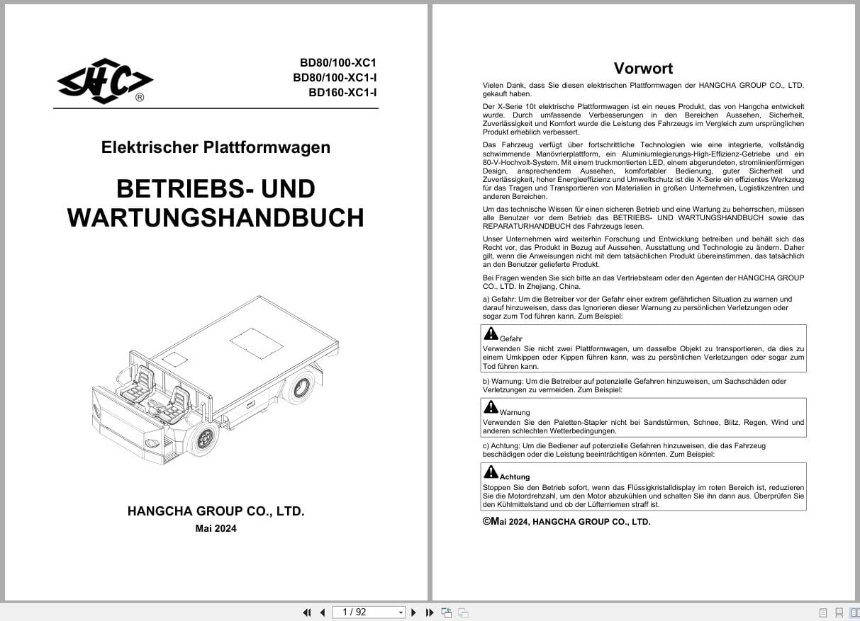 Hangcha X Series 8.0t 16t BD80 XC1 to BD160 XC1 I Operation Maintenance Manual 2024 DE (1)