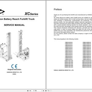 Hangcha XC Series 1.4t 2.4t CQD14 XC4 SI to CQD25 XC5D SJIS Service Manual 2024 EN (1)