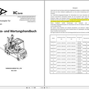 Hangcha XC Series 1.5t 3.8t CPD15 XCY2 to CPD38 XCY2 SI Operation Maintenance Manual 2024 DE (1)