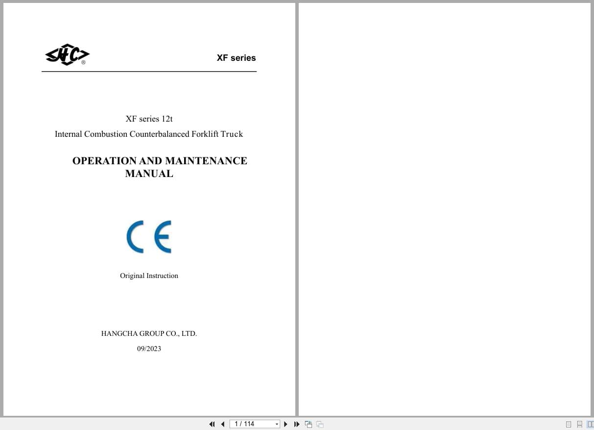 Hangcha XF Series 12t CPCD120 XXW48 to CPCD120 XXW96 Operation Maintenance Manual 2023 EN (1)