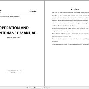 Hangcha XF Series 5.0t 10t CPCD50 XW95G to CPCD100 XW96G Euro 5 Operation Maintenance Manual 2023 EN (1)