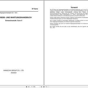 Hangcha XF Series 5.0t 10t CPCD50 XW95G to CPCD100 XW96G Euro 5 Operation Maintenance Manual DE (1)