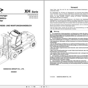 Hangcha XH Series 14.t 18.t CPD140 XHL2G to CPD180 XHXL2G Operation Maintenance Manual 2024 DE (1)