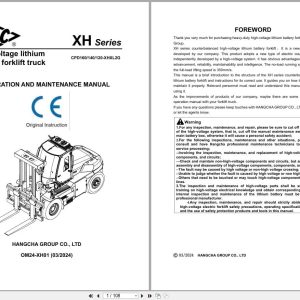 Hangcha XH Series 16t 12t CPD160 XHXL2G to CPD120 XHXL2G Operation Maintenance Manual 2024 EN (1)