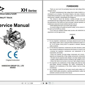Hangcha XH Series 6.0t X10t CPD60 XHY2G W to CPD100 XHY2G W Service Manual 2023 EN (1)