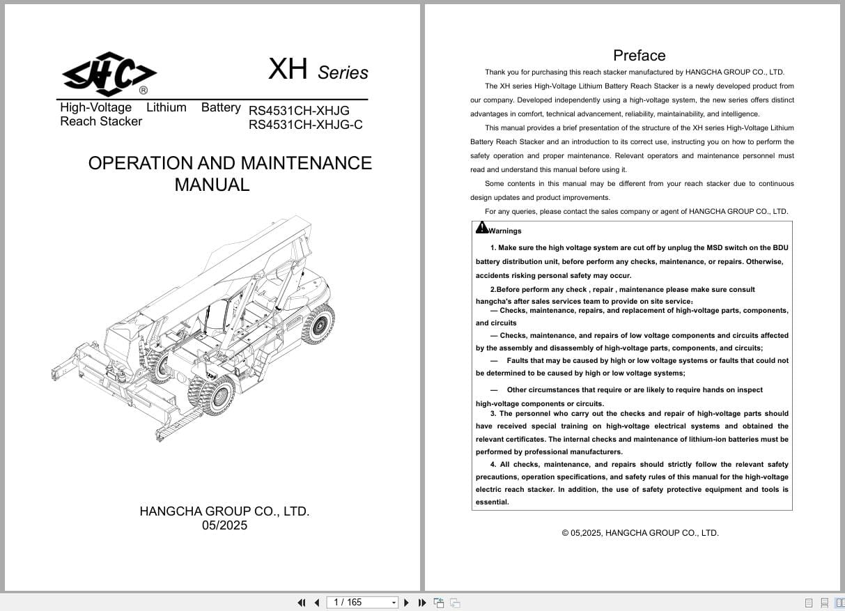 Hangcha XH Series RS4531CH XHJG RS4531CH XHJG C Operation Maintenance Manual 2025 EN (1)