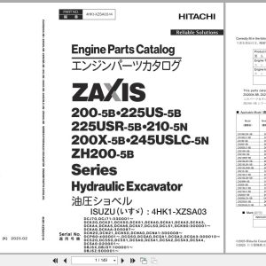 Hitachi ZX190LCN 5B to ZX210LC 5N Engine Parts Catalog 4HK1 XZSA03 14 2025 JP EN (1)