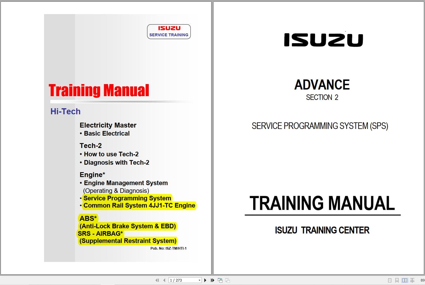 Isuzu Service Programming System and ABS System Training Manual (1)