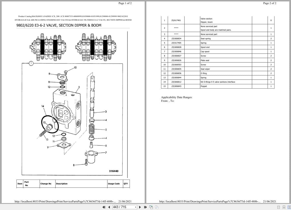 JCB Backhoe Loader 1CX 208 1CX Parts List 2021 (2)