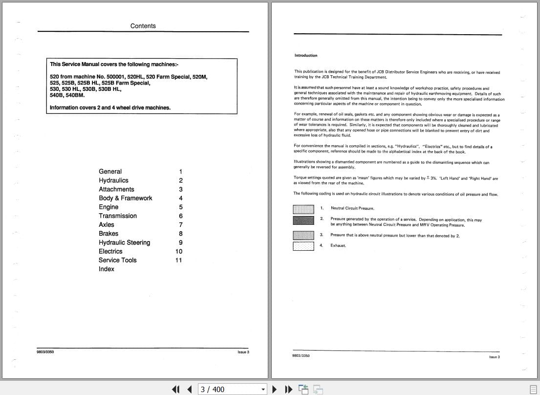 JCB Loadall Range 530B HL 4WD Workshop Service Manual 580777 (1)