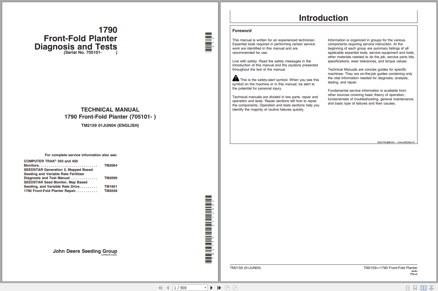 John Deere 1790 Front Fold Planter Diagnosis Test Manual TM2159 (1)
