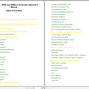 John Deere 200D 200DLC Excavator Operators Manual OMT226908 (1)