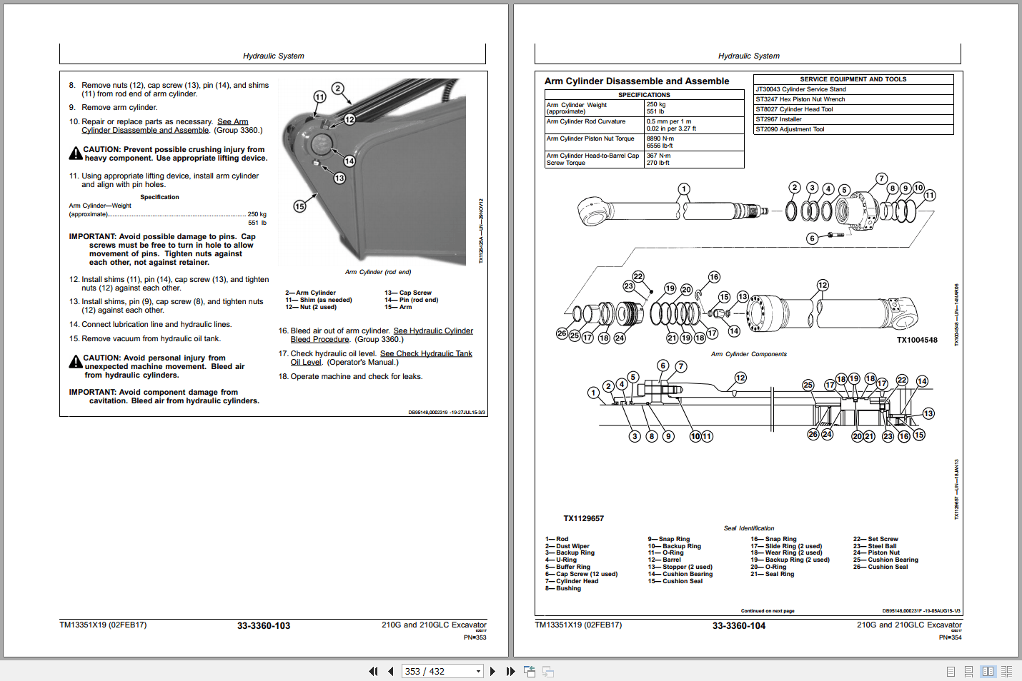 John Deere 210G 210GLC Excavator Repair Technical Manual TM13351X19 (2)