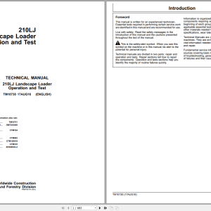 John Deere 210LJ Landscape Loader Operation Test Manual TM10730 (1)