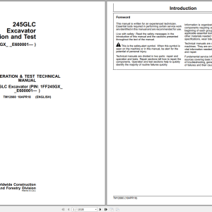 John Deere 245GLC Excavator Operation Test Manual TM12660 2018 (1)