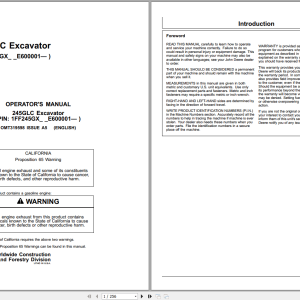 John Deere 245GLC Excavator Operators Manual OMT319598 (1)