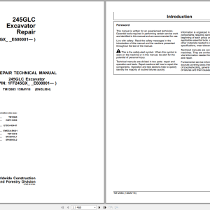 John Deere 245GLC Excavator Repair Technical Manual TM12663 2016 (1)