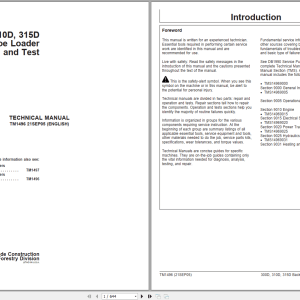 John Deere 300D 310D 315D Backhoe Loader Operation Test Manual TM1496 (1)