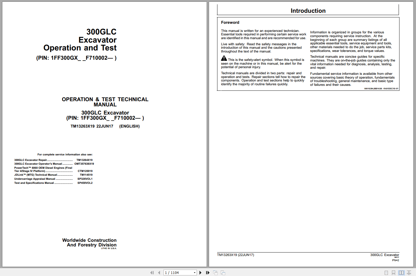 John Deere 300GLC Excavator Operation Test Manual TM13263X19 (1)