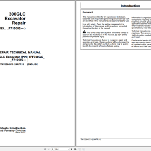 John Deere 300GLC Excavator Repair Technical Manual TM13264X19 2018 (1)