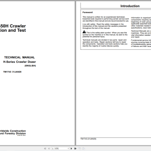 John Deere 450H 550H 650H Crawler Dozer Operation Test Manual TM1743 (1)