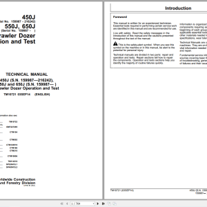 John Deere 450J 550J 650J Crawler Dozer Operation Test Manual TM10721 (1)