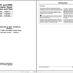 John Deere 450K 550K 650K Crawler Dozer Operation Test Manual TM14162X19 2017 (1)