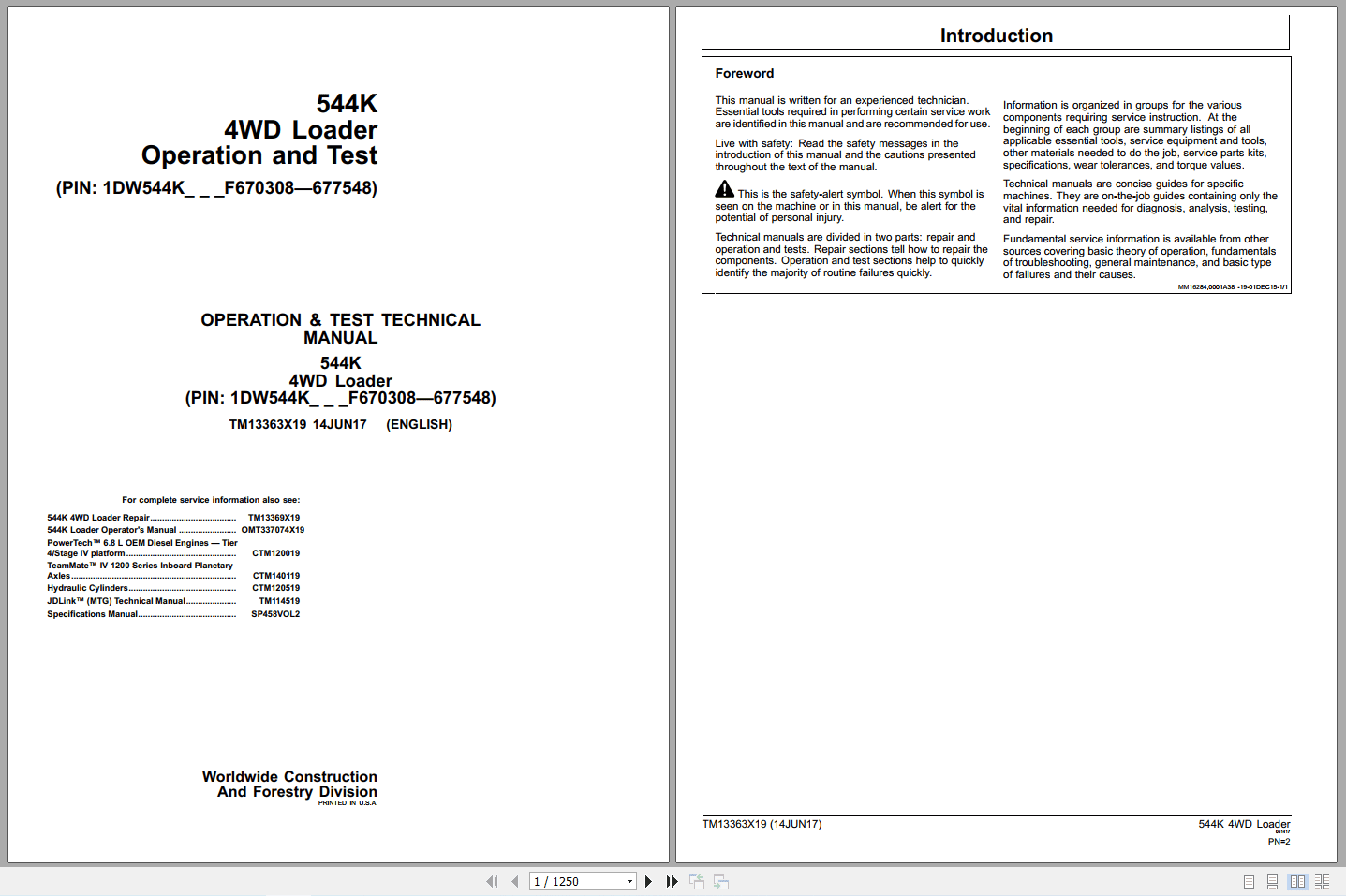 John Deere 544K 4WD Loader Operation Test Manual TM13363X19 2017 (1)
