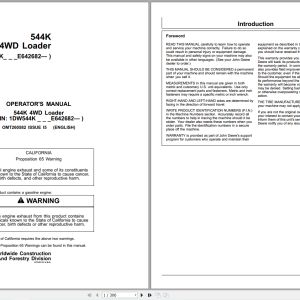 John Deere 544K 4WD Loader Operators Manual OMT260582 (1)