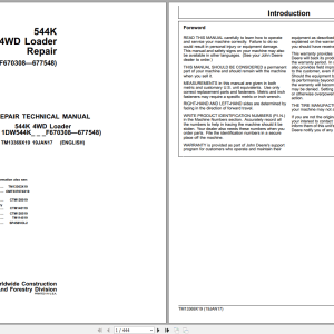 John Deere 544K 4WD Loader Repair Technical Manual TM13369X19 2017 (1)