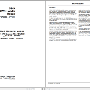 John Deere 544K 4WD Loader Repair Technical Manual TM13369X19 2018 (1)