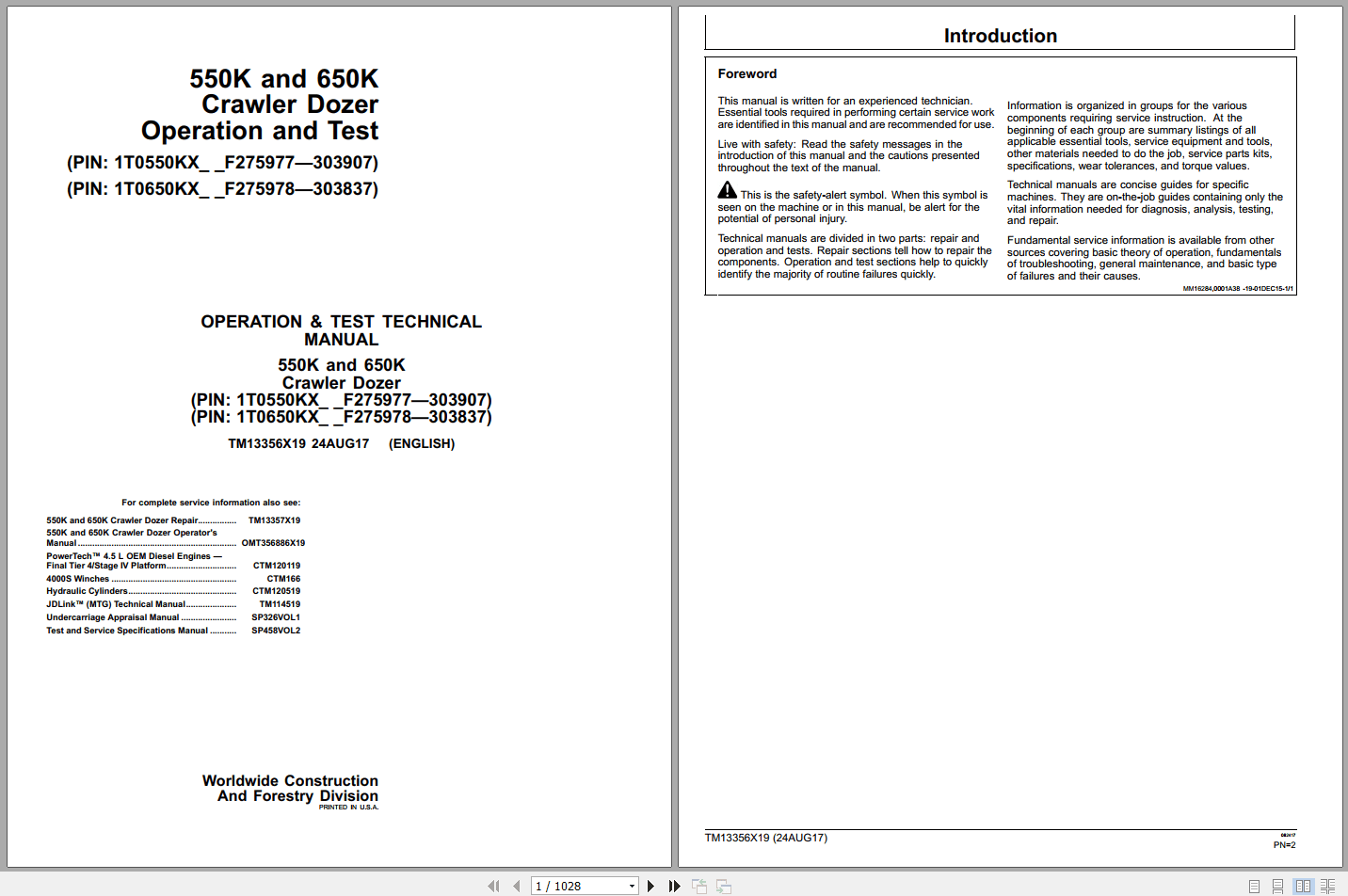 John Deere 550K 650K Crawler Dozer Operation Test Manual TM13356X19 (1)