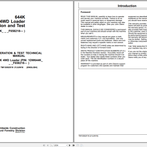 John Deere 644K 4WD Loader Operation Test Manual TM13052X19 2018 (1)