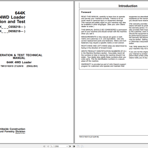 John Deere 644K 4WD Loader Operation Test Manual TM13116X19 2018 (1)