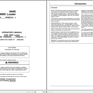John Deere 644K 4WD Loader Operators Manual OMT317763 (1)