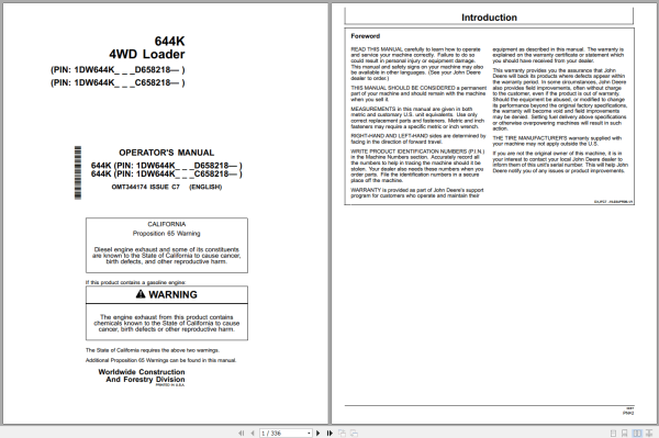 John Deere 644K 4Wd Loader Operators Manual Omt344174 (1)