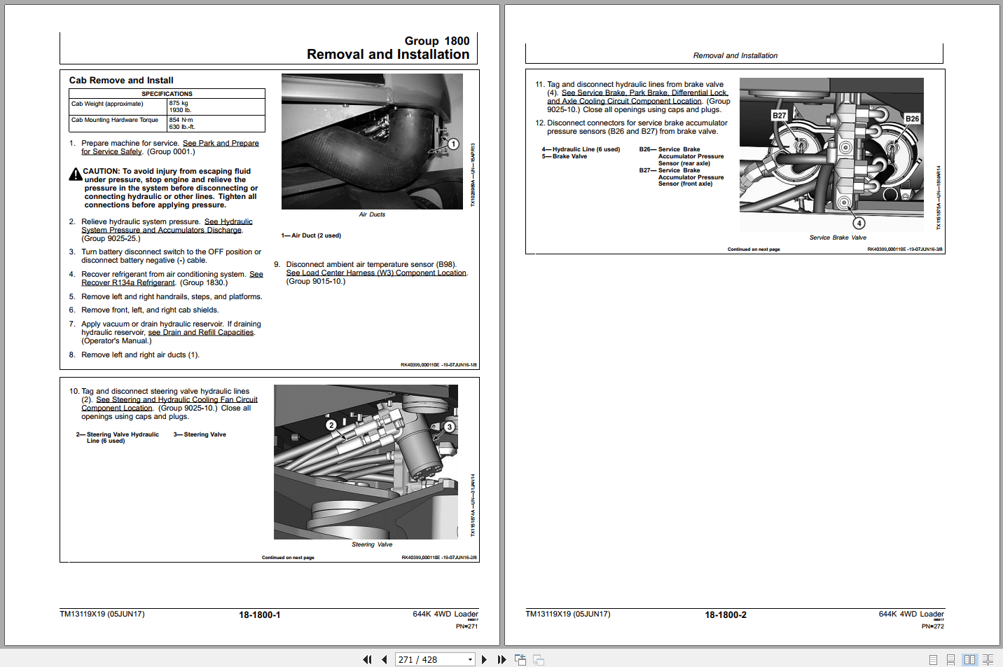 John Deere 644K 4WD Loader Repair Technical Manual TM13119X19 2017 (2)