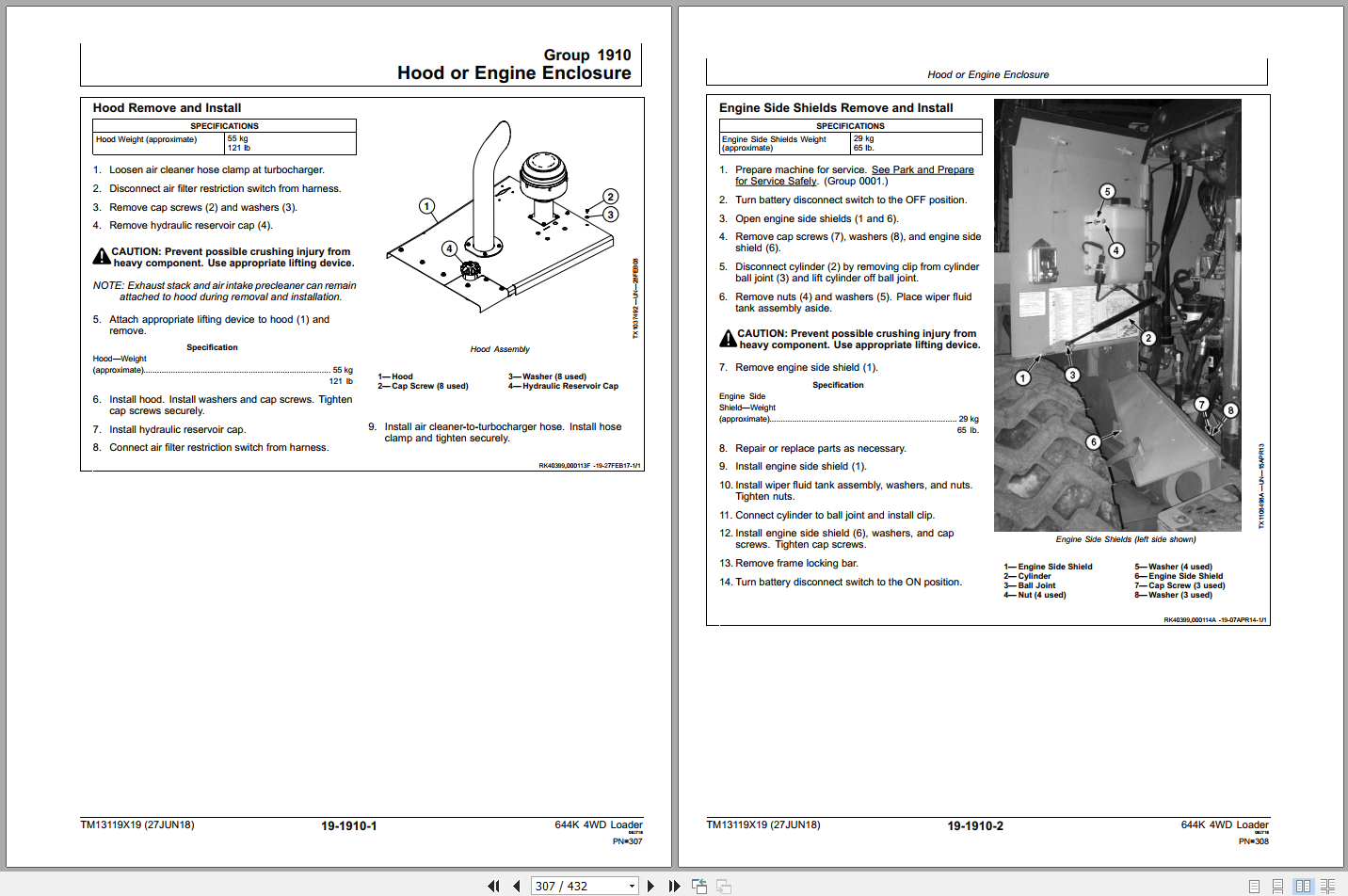 John Deere 644K 4WD Loader Repair Technical Manual TM13119X19 2018 (2)