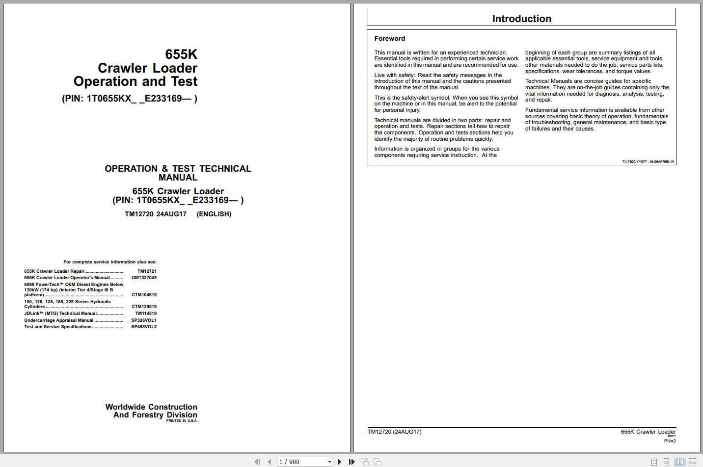 John Deere 655K Crawler Loader Operation Test Manual TM12720 (1)