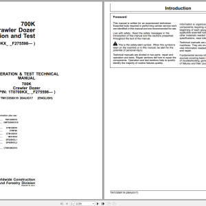 John Deere 700K Crawler Dozer Operation Test Manual TM13358X19 2017 (1)