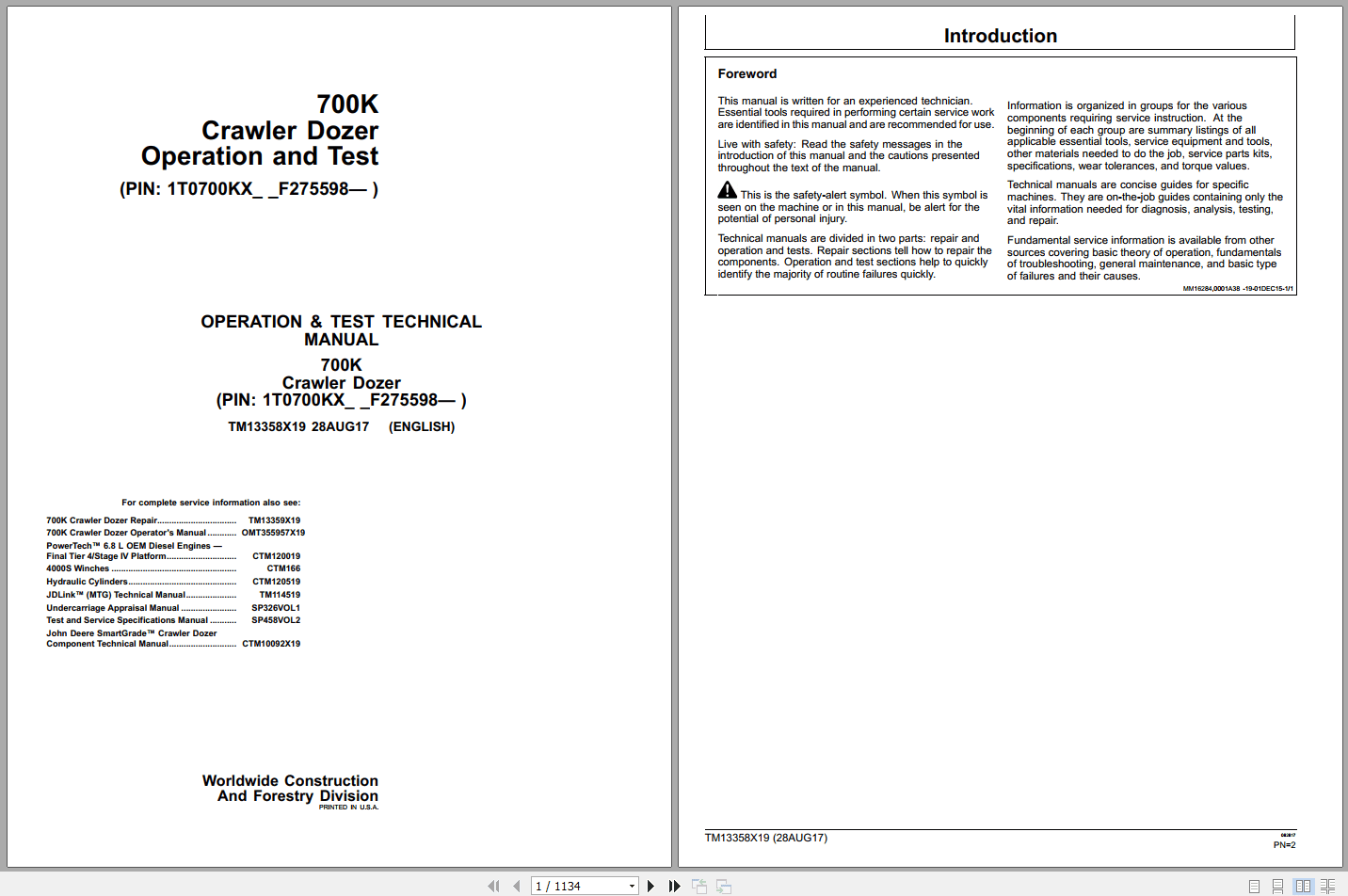 John Deere 700K Crawler Dozer Operation Test Manual TM13358X19 2017 (1)