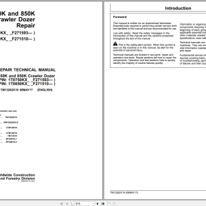John Deere 750K 850K Crawler Dozer Repair Technical Manual TM13282X19 (1)