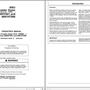John Deere 850J Crawler Dozer Operators Manual OMT224252 (1)