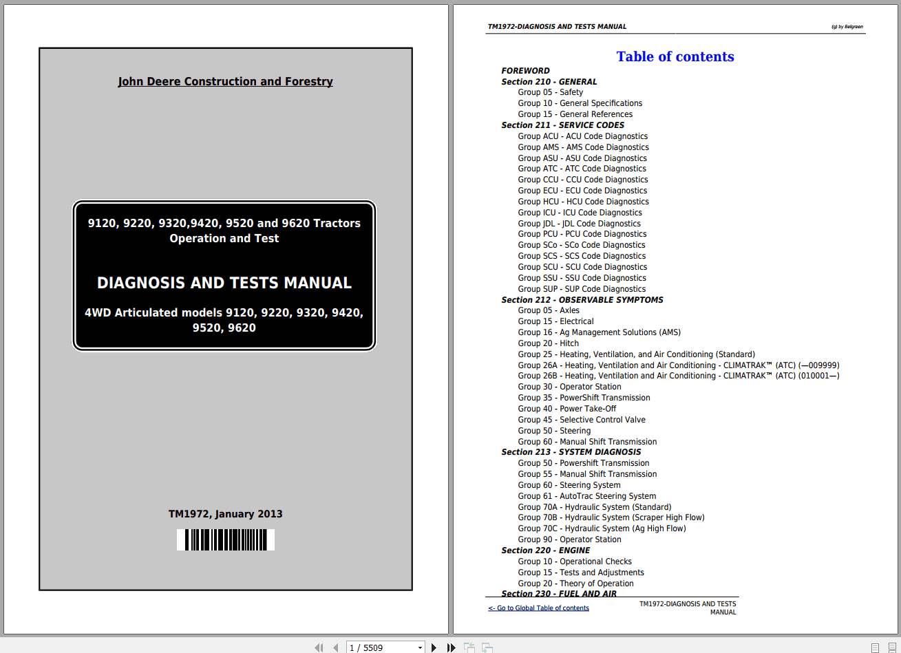 John Deere 9120 9220 9320 9420 9520 9620 Tractors Diagnosis Tests Manual TM1972 (1)