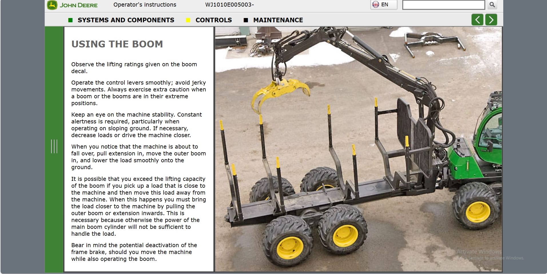 John Deere Forwarder 1010E WJ1010E005003 Operation Manual (2)